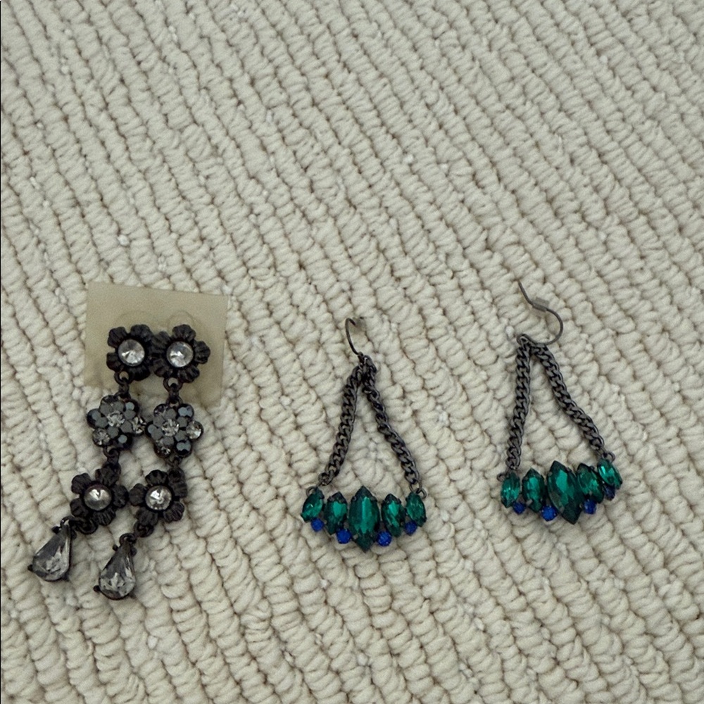 Formal black rhinestone  mand Green Earrings rhinestone bundle